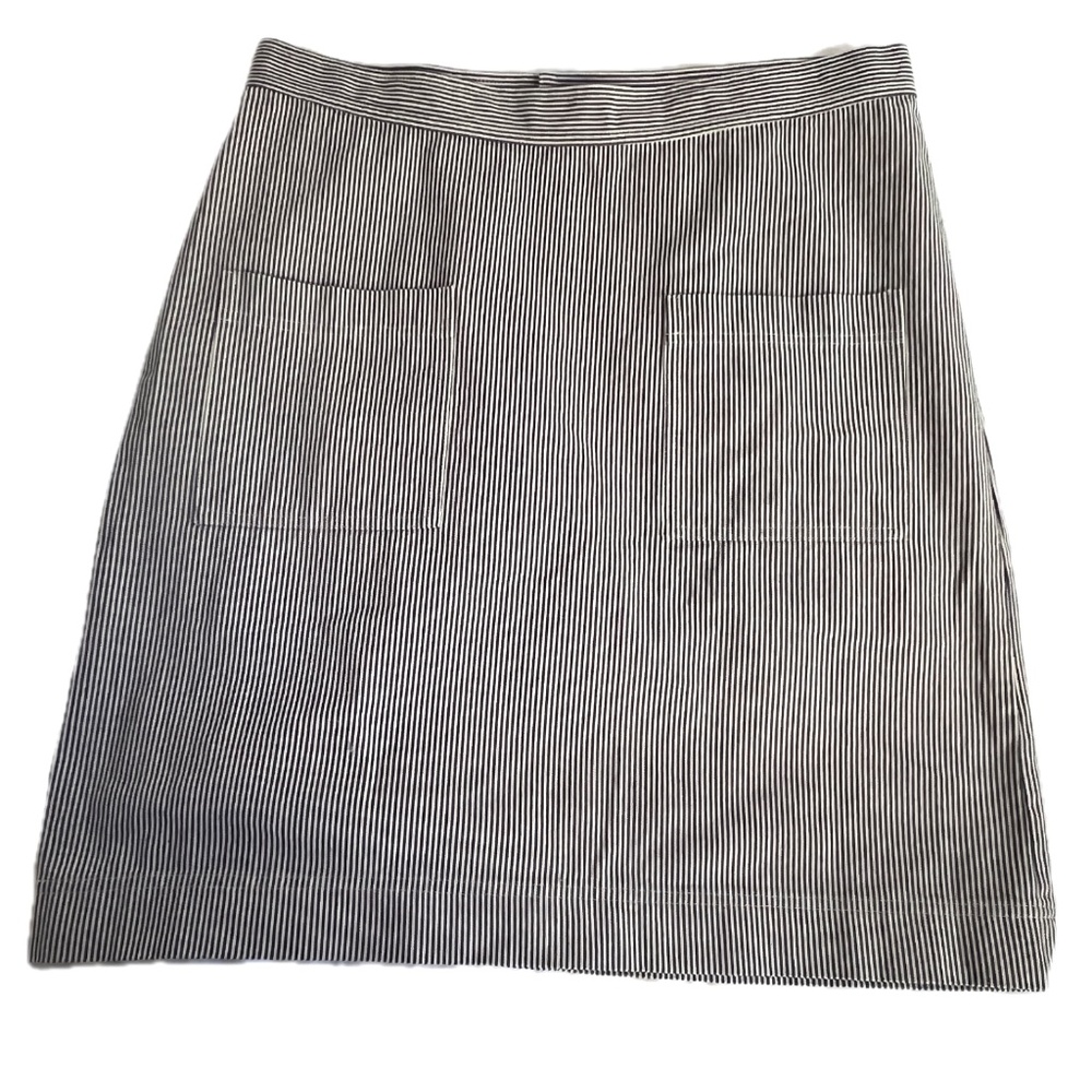 McVerdi Skirt Striped Blue & Gray Size XL Below Knee Length Straight 100% Cotton